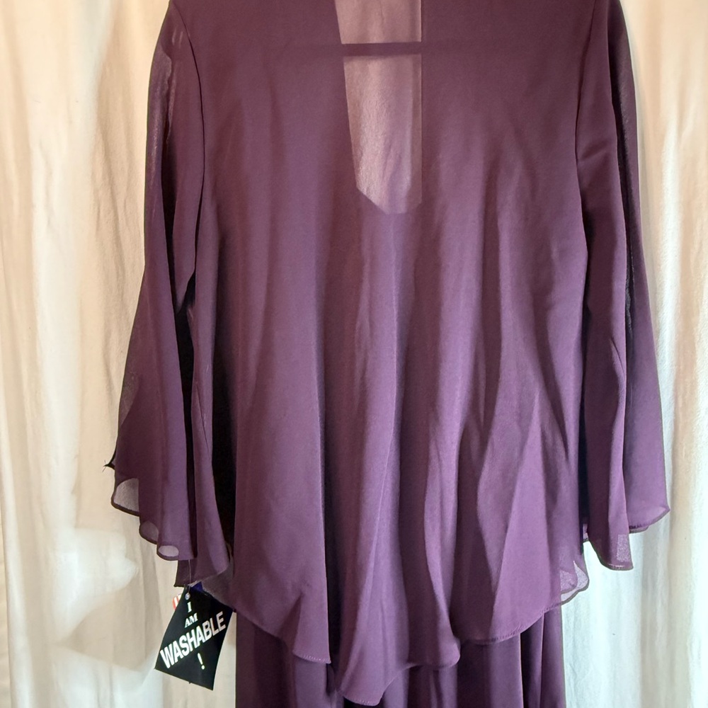 R&M Richards Plum Chiffon Maxi Dress with Beaded Detail - Picture 15 of 16